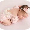 Vemonllas Newborn Photography Props Baby Girls Floral Headband and Open Back Romper Photo Prop Outfits