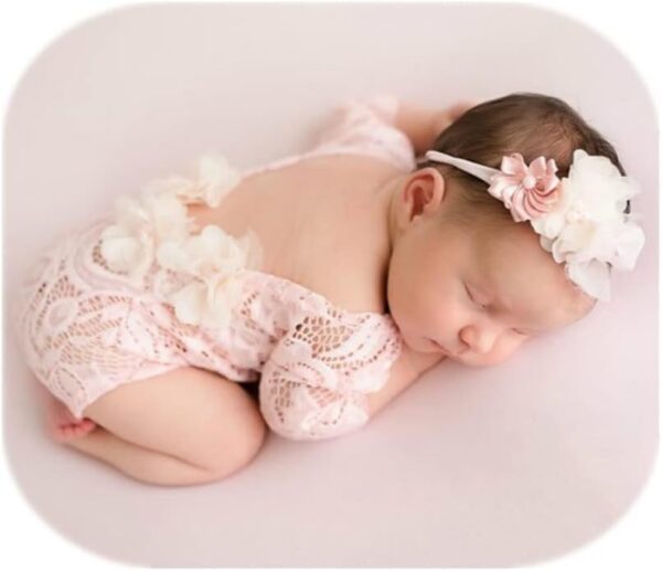 41D9r8LU7-L._AC_SL1001_d2a8c7a8-c0ba-44c2-856c-83625970cc49 Vemonllas Newborn Photography Props Baby Girls Floral Headband and Open Back Romper Photo Prop Outfits