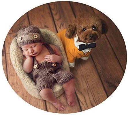 41TZD3gTJyL._AC Vemonllas Newborn Photography Props Outfit Girl Boy Baby Photo Props Handmade Knit Hat Bonnet & Suspender Pants Costumes