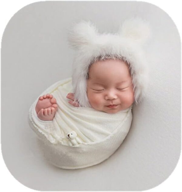 41XDaZ_PdzL._AC_SL1001_2e3d7125-e3fc-49ff-aad7-41396cd86ea7 Vemonllas Newborn Photography Props Outfits Girl Boy Teddy Bear Hat with Wrap Stretch Blanket Baby Photo Props