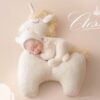 Vemonllas Newborn Photography Props Boys Girls Outfits Mohair Bear Hat Bonnet & Footed Romper Bodysuit Photoshoot Costume Set