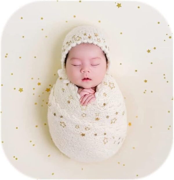 Vemonllas Newborn Baby Photography Props Outfits Hat Long Ripple Wrap Set for Boys Girls Photography Photoshoot Photos