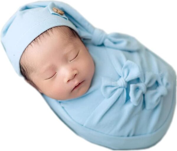 Vemonllas Newborn Photography Props Outfit Boy Girls Hat,Bow Wrap,Posing Aid Moon,Flower Headdress Baby Photo Props Pack of 5