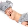 Vemonllas Newborn Photography Props Outfit Boys Girls Elephant Hat Bonnet & Shorts Baby Photo Props Crochet Knitted Costumes