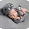 Vemonllas Newborn Photography Wrap Stretch Blanket Baby Photo Props Mohair Elephant Hat Newborn Photoshoot Outfits