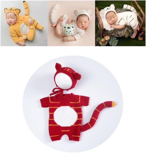 5113UbdD5iL._AC_SL1001 Vemonllas Newborn Photography Props Outfits Girl Tiger Hat Romper Tail Newborn Boy Photoshoot Outfit Baby Photo Prop