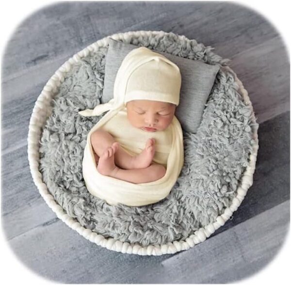 511DzhmXhkL._AC_SL1001 Vemonllas Newborn Baby Photography Props Outfits Hat Long Ripple Wrap Set for Boys Girls Photoshoot Photos Picture