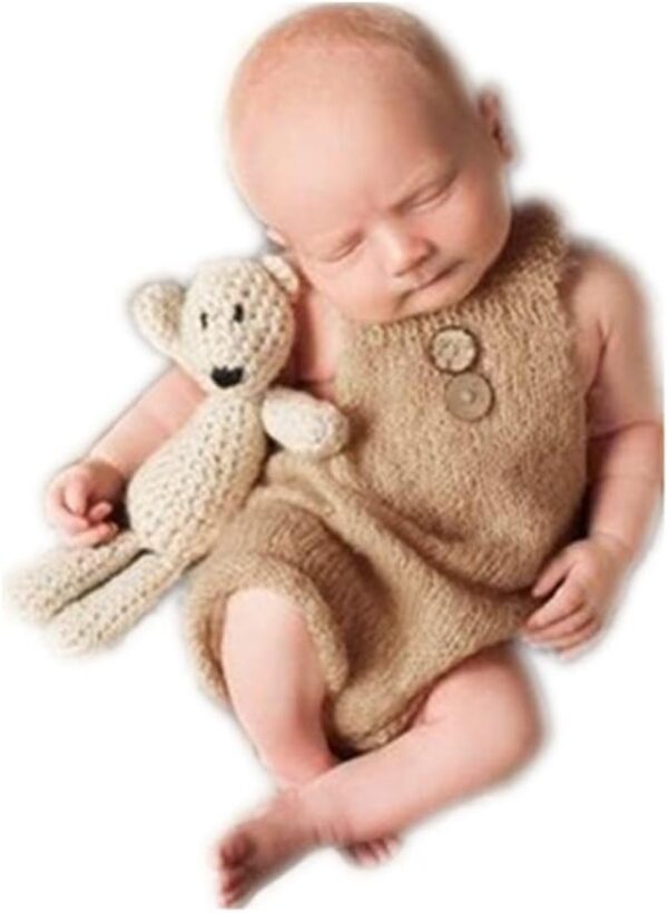51477a8LKrL._AC_SL1001 Vemonllas Newborn Photography Props Boys Girls Outfits Crochet Knitted Mohair Romper Baby Photo Props Open Back Bodysuits