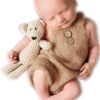 Vemonllas Newborn Photography Props Boys Girls Outfits Crochet Knitted Mohair Romper Baby Photo Props Open Back Bodysuits