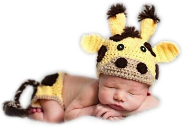 514yQ2jje2L._AC_SL1001 Vemonllas Newborn Photography Props Outfits Girls Boys Crochet Knitted Cattle Cow Hat Bonnet & Shorts Baby Photo Props Set