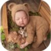 Vemonllas Newborn Photography Props Boys Girls Outfits Mohair Bear Hat Bonnet & Footed Romper Bodysuit Photoshoot Costume Set