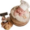 Newborn Photography Props Boys Girls Outfits Baby Photo Props Chef Hat Headdress Cap White