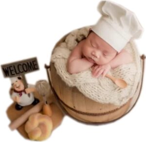 Newborn Photography Props Boys Girls Outfits Baby Photo Props Chef Hat Headdress Cap White