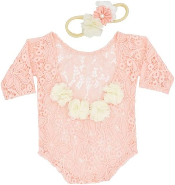 516rnzq-L1L._AC_SL1001_74f1f423-4d5f-4cd1-94c4-c256734fbf68 Vemonllas Newborn Photography Props Baby Girls Floral Headband and Open Back Romper Photo Prop Outfits