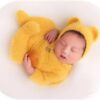 Vemonllas Newborn Photography Props Boys Girls Outfits Mohair Bear Hat Bonnet & Footed Romper Bodysuit Photoshoot Costume Set