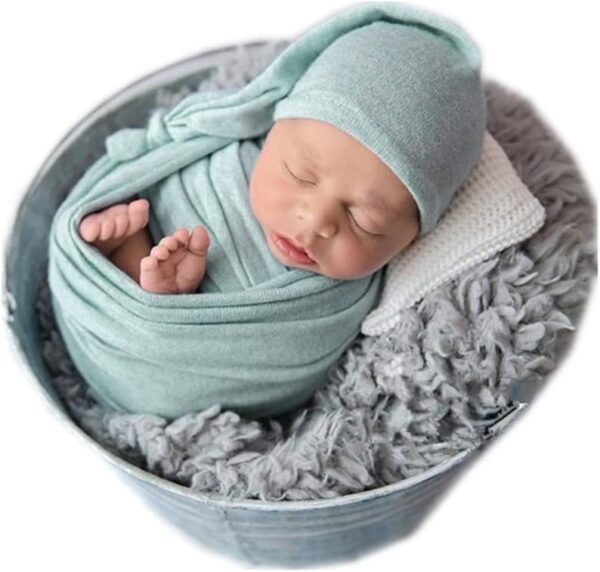 51EgP5CtHFL._AC_SL1001 Vemonllas Newborn Baby Photography Props Outfits Hat Long Ripple Wrap Set for Boys Girls Photoshoot Photos Picture