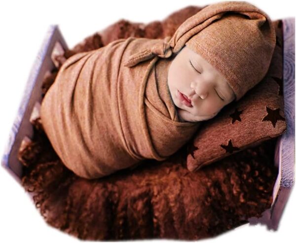 51IORJqAhLL._AC_SL1001 Vemonllas Newborn Baby Photography Props Outfits Hat Long Ripple Wrap Set for Boys Girls Photoshoot Photos Picture