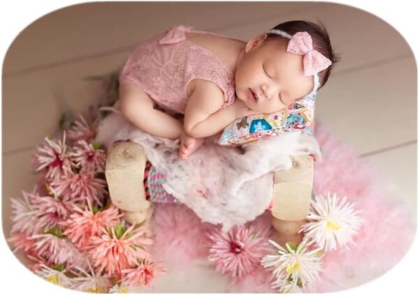 51MeGpe6ABL._AC_SL1001 Newborn Baby Photography Props Outfits Girls Princess Lace Bow Headband Deep-V Rompers Bodysuits Baby Photo Props