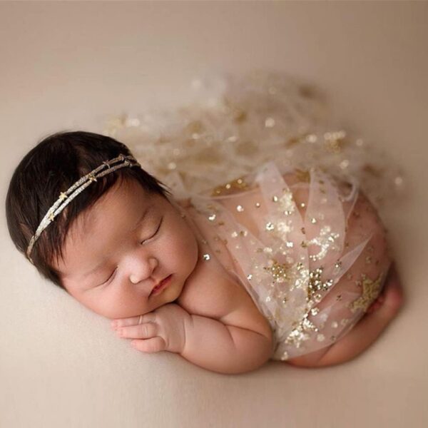 51NP_b7sZNL._AC_SL1001 Vemonllas Newborn Photography Wrap Gold Star Translucent Wrap Blanket for Baby Photo Props Newborn Photoshoot