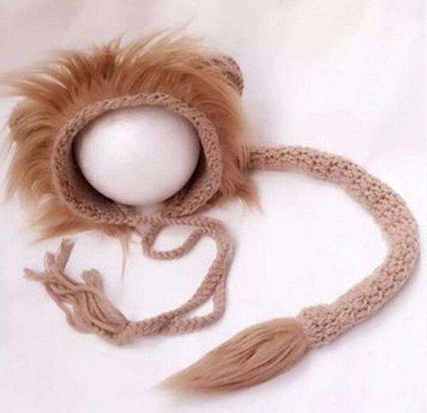 51NThcHzkSL._AC_SL1035 Vemonllas Newborn Photography Props Outfits Boys Girls Crochet Knitted Lion Bonnets Hat & Tail Baby Photo Props Set