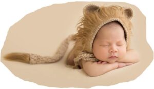 Vemonllas Newborn Photography Props Outfits Boys Girls Crochet Knitted Lion Bonnets Hat & Tail Baby Photo Props Set