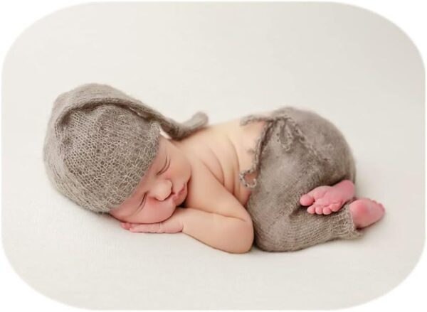 51PeoAi4s4L._AC_SL1001 Vemonllas Newborn Photography Props Outfits Girl Boy Baby Photoshoot Props Mohair Sleepy Hat Pant Baby Photo Prop Outfit Sets