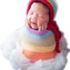 Vemonllas Fashion Newborn Boy Girl Baby Photography Props Outfits Rainbow Hat and Long Ripple Wrap Set (Rainbow)