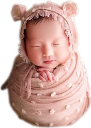 Vemonllas Newborn Photography Props Outfit Retro Bear Bonnet Hat with Wrap Blanket Baby Photo Prop Boys Girls Posing Set