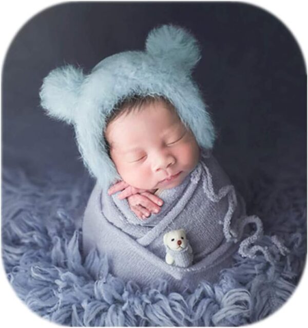 51ReIEwYYFL._AC_SL1001_676acf5a-8371-44a6-b03f-bb47817a283b Vemonllas Newborn Photography Props Outfits Girl Boy Teddy Bear Hat with Wrap Stretch Blanket Baby Photo Props