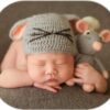 Vemonllas Newborn Photography Props Outfits Boys Girls Knit Baby Photo Props Mouse Hat and Doll Newborn Photo Shoot Set