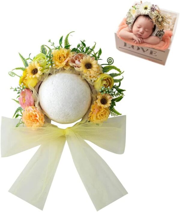 Vemonllas Newborn Photography Props Boys Girls Floral Sitter Hat Baby Photo Props Flowers Bonnet