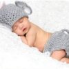 Vemonllas Newborn Photography Props Outfit Boys Girls Elephant Hat Bonnet & Shorts Baby Photo Props Crochet Knitted Costumes