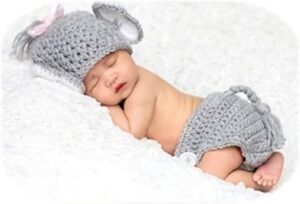 Vemonllas Newborn Photography Props Outfit Boys Girls Elephant Hat Bonnet & Shorts Baby Photo Props Crochet Knitted Costumes