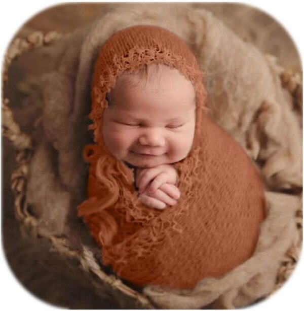 51_Ono_7SGL._AC_SL1001 Newborn Photography Props Outfit Girl Boy Mohair Lace Hat with Wrap Blanket Crochet Knit Baby Photo Props