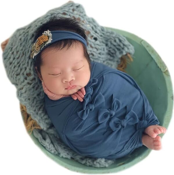 Vemonllas Newborn Photography Props Outfit Boy Girls Hat,Bow Wrap,Posing Aid Moon,Flower Headdress Baby Photo Props Pack of 5