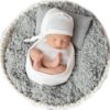 Vemonllas Newborn Baby Photography Props Outfits Hat Long Ripple Wrap Set for Boys Girls Photoshoot Photos Picture