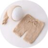 Vemonllas Newborn Photography Props Outfits Girl Boy Baby Photoshoot Props Mohair Sleepy Hat Pant Baby Photo Prop Outfit Sets