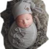 Vemonllas Newborn Photography Props Outfit Boy Girls Hat,Bow Wrap,Posing Aid Moon,Flower Headdress Baby Photo Props Pack of 5