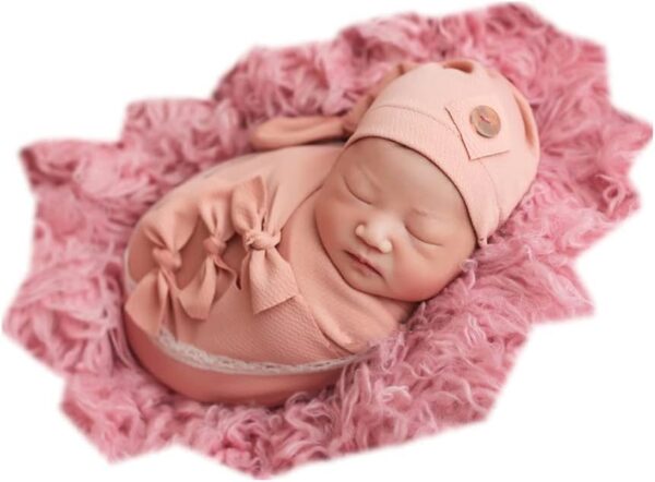 Vemonllas Newborn Photography Props Outfit Boy Girls Hat,Bow Wrap,Posing Aid Moon,Flower Headdress Baby Photo Props Pack of 5
