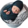 Vemonllas Newborn Baby Photography Props Outfits Hat Long Ripple Wrap Set for Boys Girls Photoshoot Photos Picture