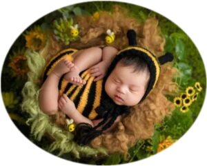 Vemonllas Newborn Photography Props Boys Girls Outfits Mohair Bear Hat Bonnet & Footed Romper Bodysuit Photoshoot Costume Set