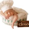 Newborn Photography Props Boys Girls Outfits Baby Photo Props Chef Hat Headdress Cap White