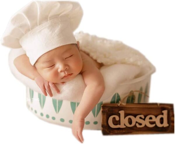 Newborn Photography Props Boys Girls Outfits Baby Photo Props Chef Hat Headdress Cap White