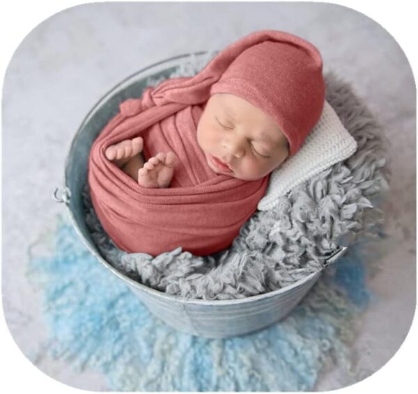 51guuFEy6iL._AC_SL1001 Vemonllas Newborn Baby Photography Props Outfits Hat Long Ripple Wrap Set for Boys Girls Photoshoot Photos Picture