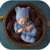 Vemonllas Newborn Photography Props Boys Girls Outfits Mohair Bear Hat Bonnet & Footed Romper Bodysuit Photoshoot Costume Set