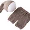 Vemonllas Newborn Photography Props Outfits Girl Boy Baby Photoshoot Props Mohair Sleepy Hat Pant Baby Photo Prop Outfit Sets