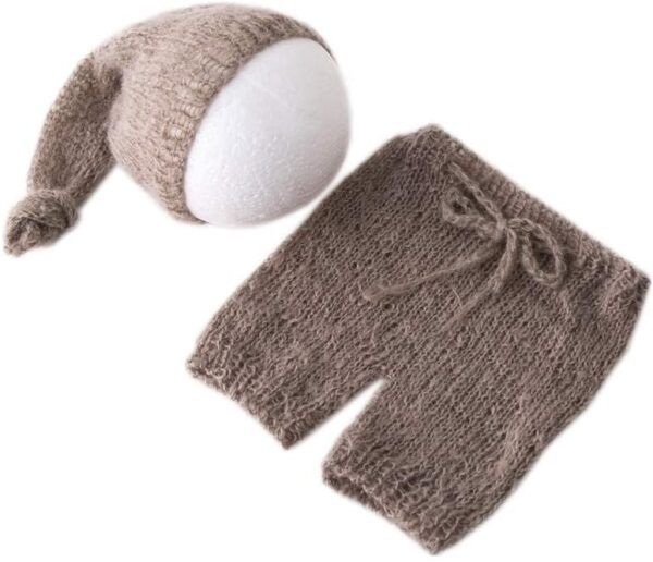 51koIj0_9oL._AC_SL1001 Vemonllas Newborn Photography Props Outfits Girl Boy Baby Photoshoot Props Mohair Sleepy Hat Pant Baby Photo Prop Outfit Sets
