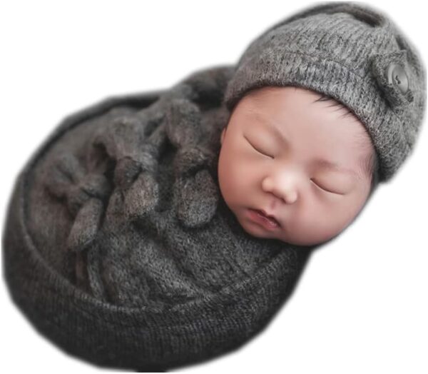 Vemonllas Newborn Photography Props Outfit Boy Girls Hat,Bow Wrap,Posing Aid Moon,Flower Headdress Baby Photo Props Pack of 5