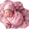 Vemonllas Newborn Photography Props Outfit Boy Girls Hat,Bow Wrap,Posing Aid Moon,Flower Headdress Baby Photo Props Pack of 5