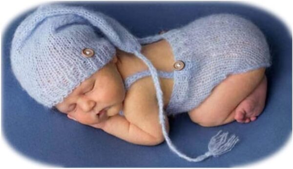 Vemonllas Newborn Photography Props Outfits Girl Boy Mohair Newborn Photoshoot Props Elf Hat Pant Baby Photo Props Outfit